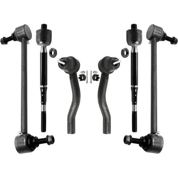 Detroit Axle - Front Inner Outer Tie Rod Ends Sway Bar Links Replacement for 2012-2019 Nissan Versa Note Micra - 6pc Set