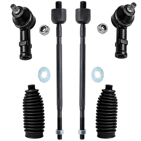 Detroit Axle - 6pc Front Tie Rods Kit for Dodge Colt Eagle Summit Mitsubishi Mirage Plymouth Colt 4 Inner & Outer Tie Rod Ends 2 Tie Rod Boots Replacement