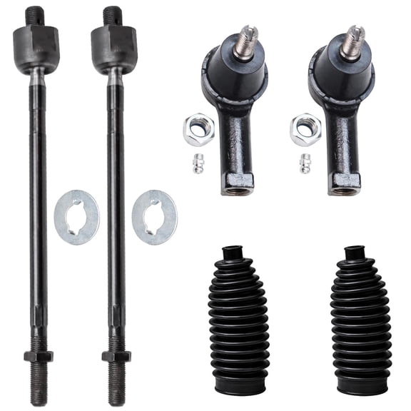 Detroit Axle - Front Inner Outer Tie Rods Boots for Hyundai 1995-1999 Accent, 4 Inner and Outer Tie Rod Ends 2 Tie Rod Boots 1996 1997 1998 Replacement