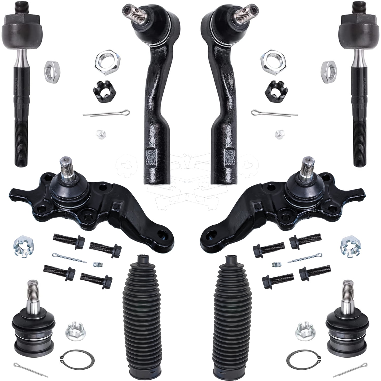 Detroit Axle - Front Inner Outer Tie Rods & Boots Upper Lower Ball Joints Replacement for 2003 Toyota Tundra Sequoia