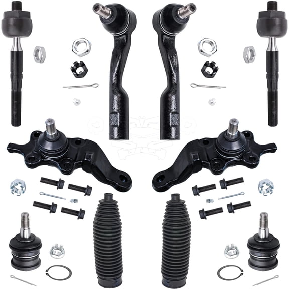 Detroit Axle - Front Inner Outer Tie Rods & Boots Upper Lower Ball Joints Replacement for 2003 Toyota Tundra Sequoia