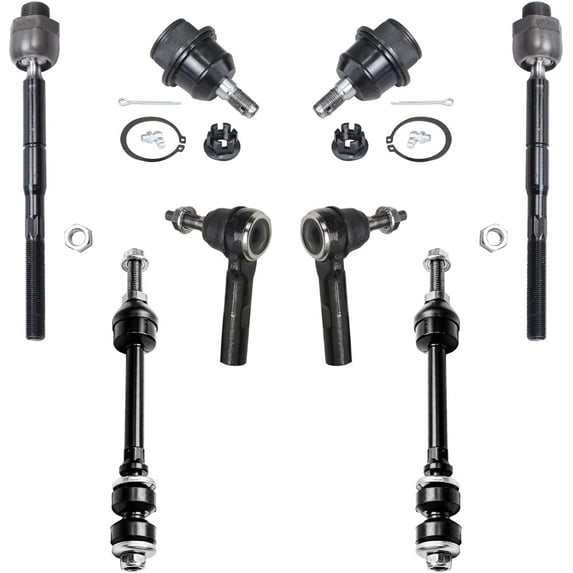 Detroit Axle - Front Inner & Outer Tie Rods + Lower Ball Joints + Sway Bar Links Replacement for Dodge Dakota Mitsubishi Raider - 8pc Set