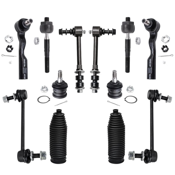 Detroit Axle - RWD Front 12pc Suspension Kit for 03-06 Toyota Tundra, Tie Rods Upper Ball Joints Boots Front and Rear Sway Bars 2003 2004 2005 2006 Replacement