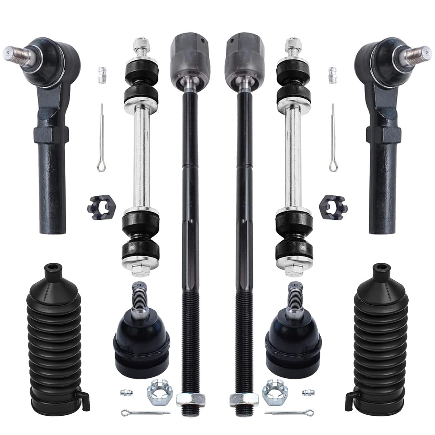 Detroit Axle - Front Inner and Outer Tie Rods w/Boots Ball Joints Sway Bar Links Replacement for 1994-2004 Ford Mustang