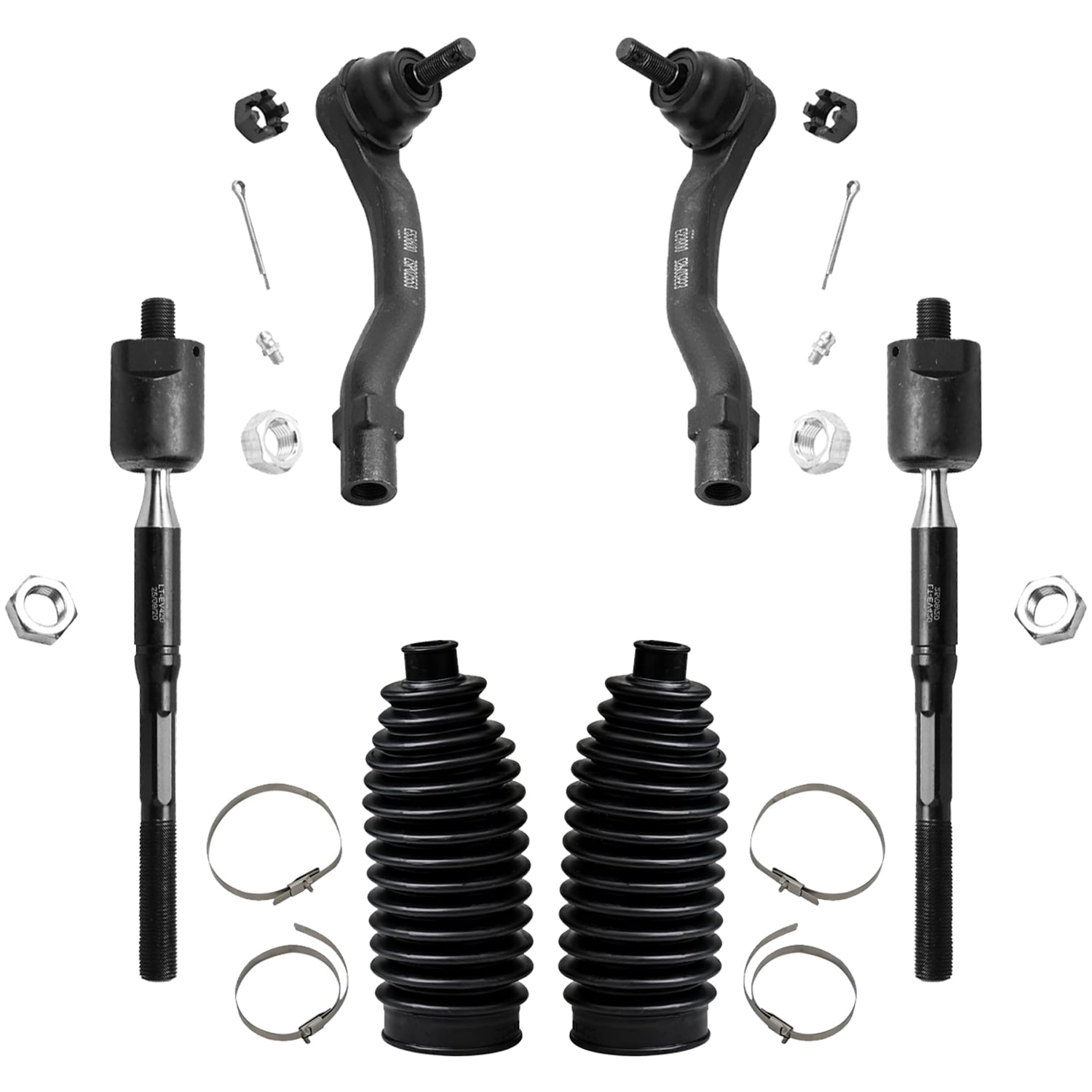 Detroit Axle Front Inner and Outer Tie Rods w/Boots Replacement for