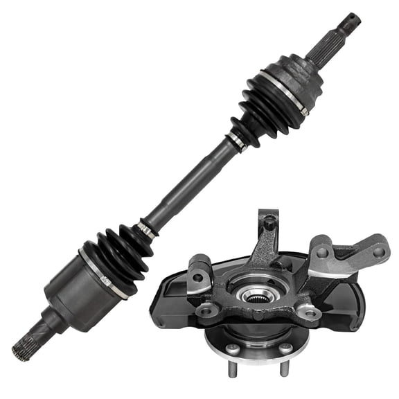 Detroit Axle - Front Left Steering Knuckle Kit for 2007-2012 Dodge Caliber 2007-2017 Jeep Compass Patriot 2008 2009 2010 2011 2013 2014 2015 2016 Driver Side CV Axle Wheel Bearing Hub
