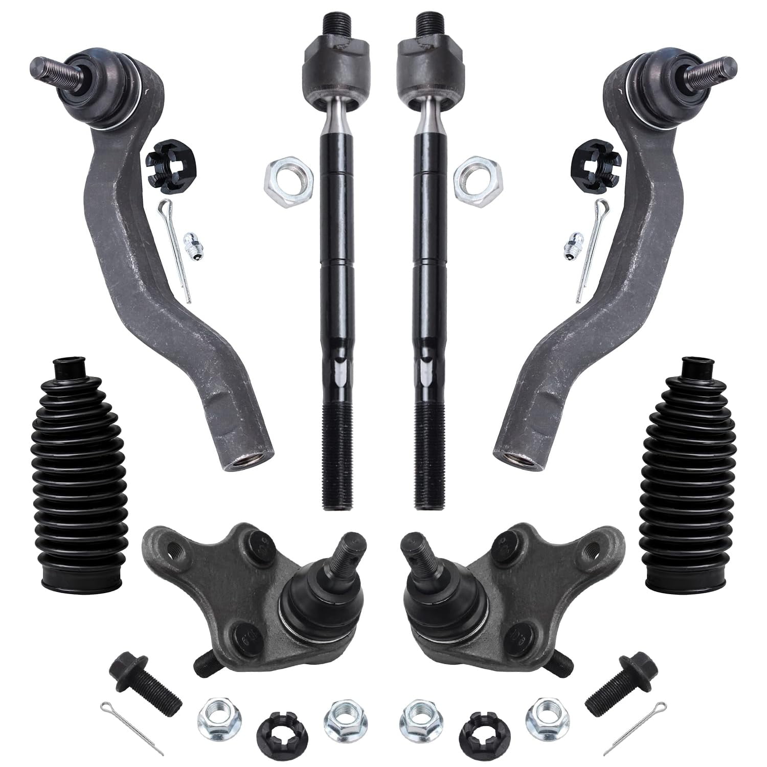 Detroit Axle - Front Lower Ball Joints Inner Outer Tie Rods with Boots Replacement for 2006-2018 Toyota Rav4