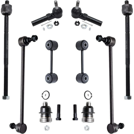 Detroit Axle - Front Lower Ball Joints Rear Sway Bar Links Outer Inner Tie Rods Replacement for Grand Caravan Town & Country Voyager - 10pc Set