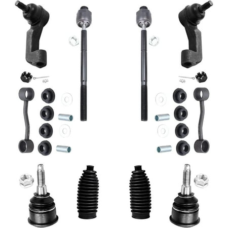 Detroit Axle - Front Lower Ball Joints Sway Bars Tie Rod w/Boots Replacement for 2002 2003 2004 Jeep Liberty