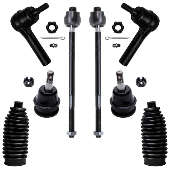 Detroit Axle - Front Lower Ball Joints + Tie Rods w/ Boots Replacement for Chevy Corvette Cadillac XLR - 8pc Set Fits select: 2003-2008 CHEVROLET CORVETTE, 2002 CHEVROLET CORVETTE Z06