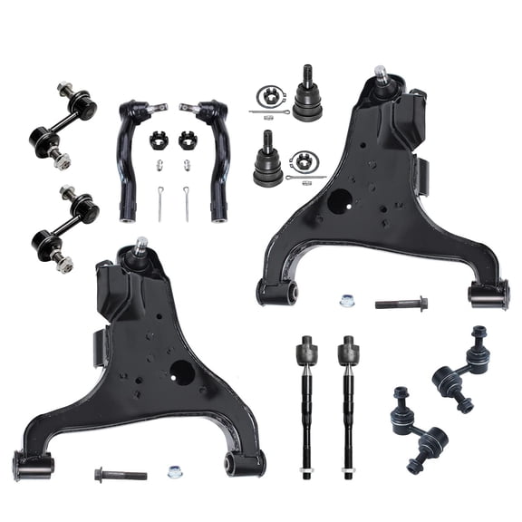 Detroit Axle - 12pc Front End Suspension Kit for 04-10 Infiniti QX56, 2004-2015 Nissan Titan Pathfinder Armada, Lower Control Arms Upper Ball Joints Tie Rods Front and Rear Sway Bars Replacement