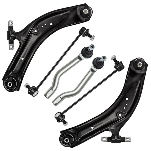 Detroit Axle - Front Lower Control Arm w/Ball Joint + Sway Bars + Outer Tie Rods Replacement for 2014-2019 Nissan Rogue Sport - 6pc Set
