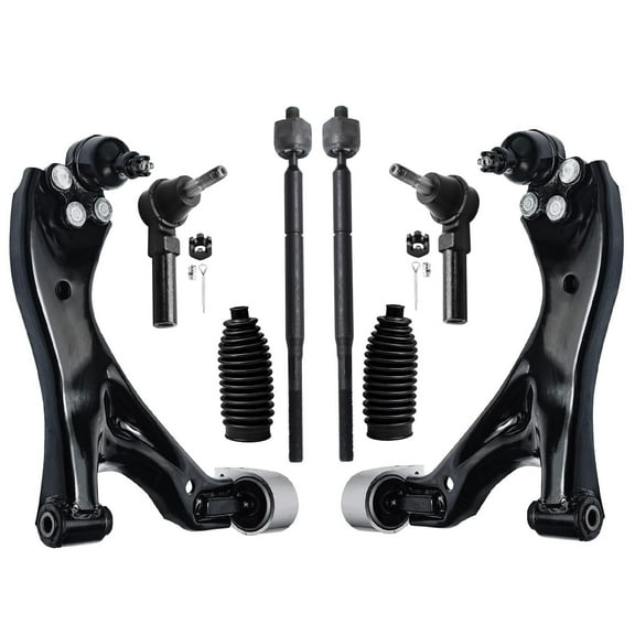 Detroit Axle Front Lower Control Arm w/ Ball Joints + Inner & Outer Tie Rods + Boots Replacement for Chevy Equinox Pontiac Torrent - 8pc Set