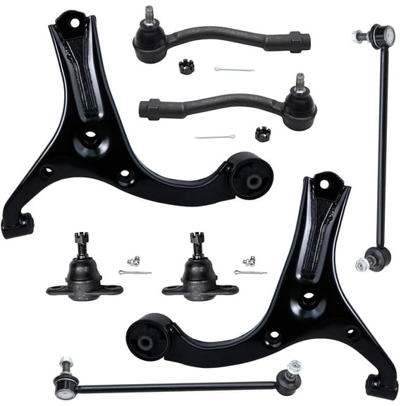 Detroit Axle - Front Lower Control Arms for 2006-2011 Kia Rio Rio5 2007 2008 2009 2010, 2 Lower Control Arms, 2 Lower Ball Joints, 2 Outer Tie Rods, 2 Sway Bars Replacement