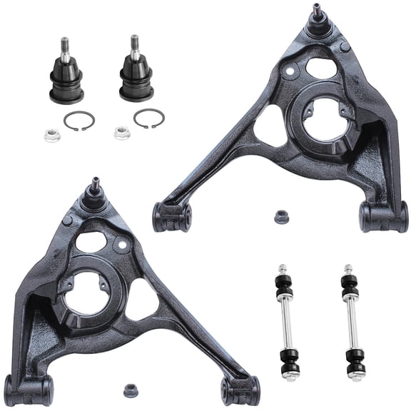 Detroit Axle - 2WD Front Lower Control Arms Kit for 2003-2008 Chevy GMC Express Savana 1500 2500, 2 Lower Control Arms w/Ball Joints, 2 Upper Ball Joints, 2 Sway Bar Links