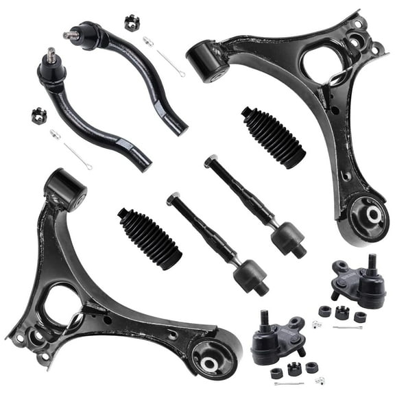 Detroit Axle - 1.8L Front End Control Arms Kit for 06-11 Honda Civic, 2 Lower Control Arms 4 Tie Rods 2 Lower Ball Joints 2 Boots & Bellows 2006 2007 2008 2009 2010 2011 Replacement - 10pc Set