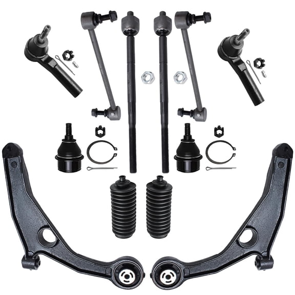 Detroit Axle - 12pc Front End Control Arms Kit for 09-20 Dodge Journey, Lower Control Arms Tie Rods Sway Bars Boots Ball Joints Replacement
