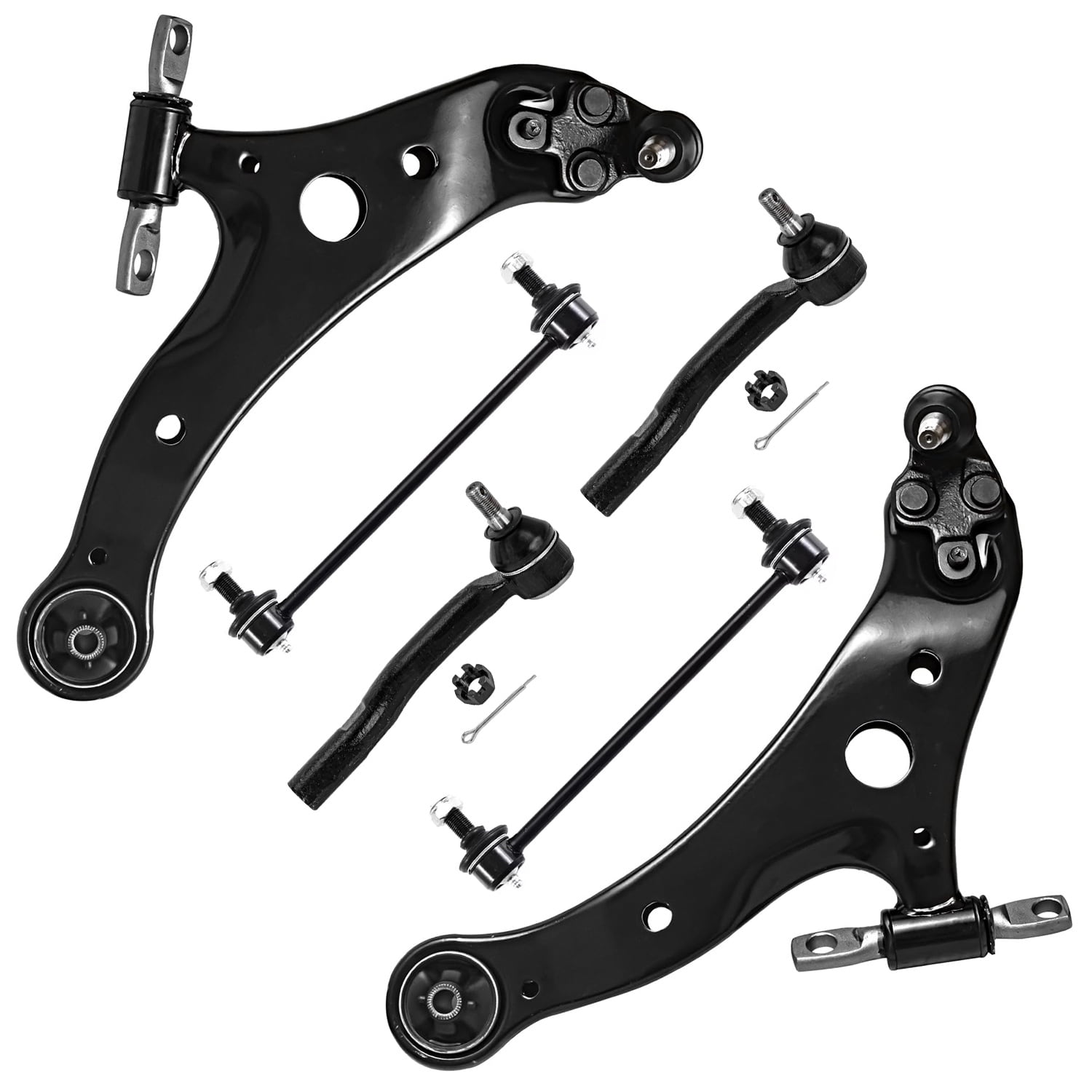 Detroit Axle - Front Lower Control Arms Ball Joints Sway Bar End Links Outer Tie Rods Replacement for Toyota Camry Avalon - 6pc Set