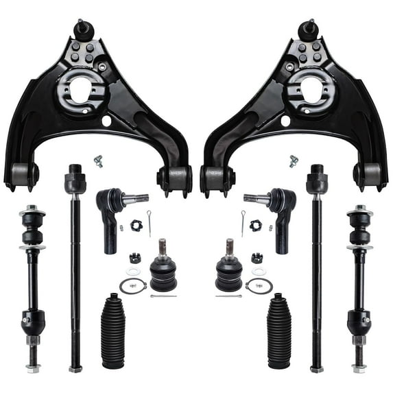 Detroit Axle - Front Lower Control Arms Ball Joints Sway Bar Links Inner Outer Tie Rods Boots Replacement for 2006-2012 Dodge Ram 1500 RWD - 12pc Set