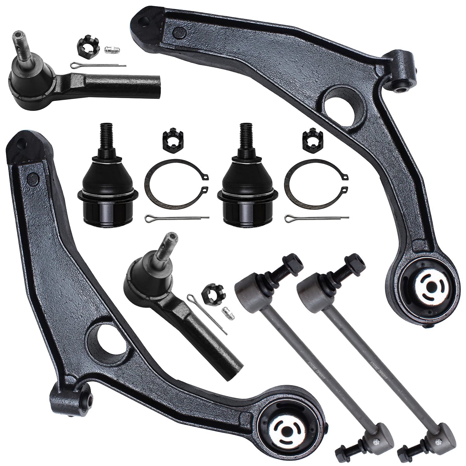 Detroit Axle - Front Lower Control Arms Ball Joints Sway Bar Links Outer Tie Rods Replacement for 2009-2018 Dodge Journey - 8pc Set