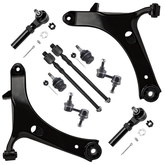 Detroit Axle - 10pc Front End Control Arms Kit for 2005-2009 Subaru Outback Legacy, 2 Lower Control Arms 4 Tie Rod Ends 2 Sway Bars 2 Lower Ball Joints 2006 2007 2008 Replacement
