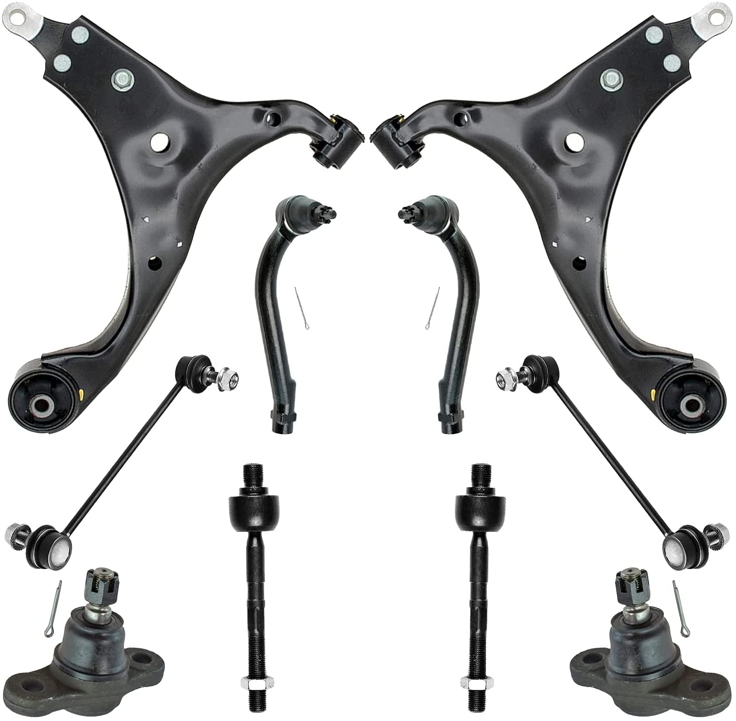 Detroit Axle - Front Lower Control Arms Ball Joints Tie Rods Sway Bars Replacement for 2009-2012 Hyundai Elantra