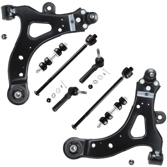 Detroit Axle - Front Lower Control Arms for Buick Rendezvous Pontiac Aztek Montana, 2 Lower Control Arms w/Ball Joints, 4 Inner & Outer Tie Rods, 2 Sway Bars, Replacement