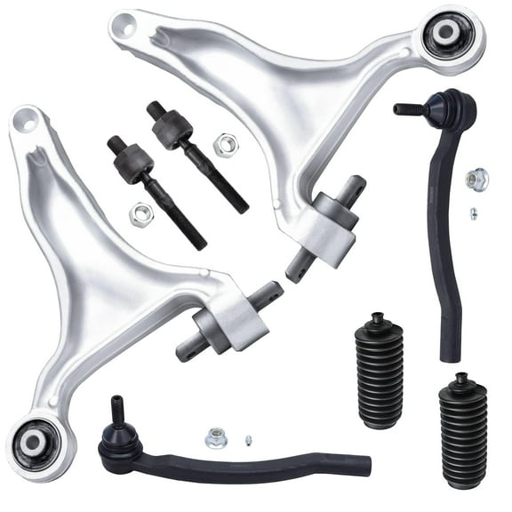 Detroit Axle - Front Lower Control Arms Inner Outer Tie Rods Replacement for 2001-2002 Volvo V70 X/C Model / 2003-2007 Volvo XC70 - AWD ONLY - 8pc Set
