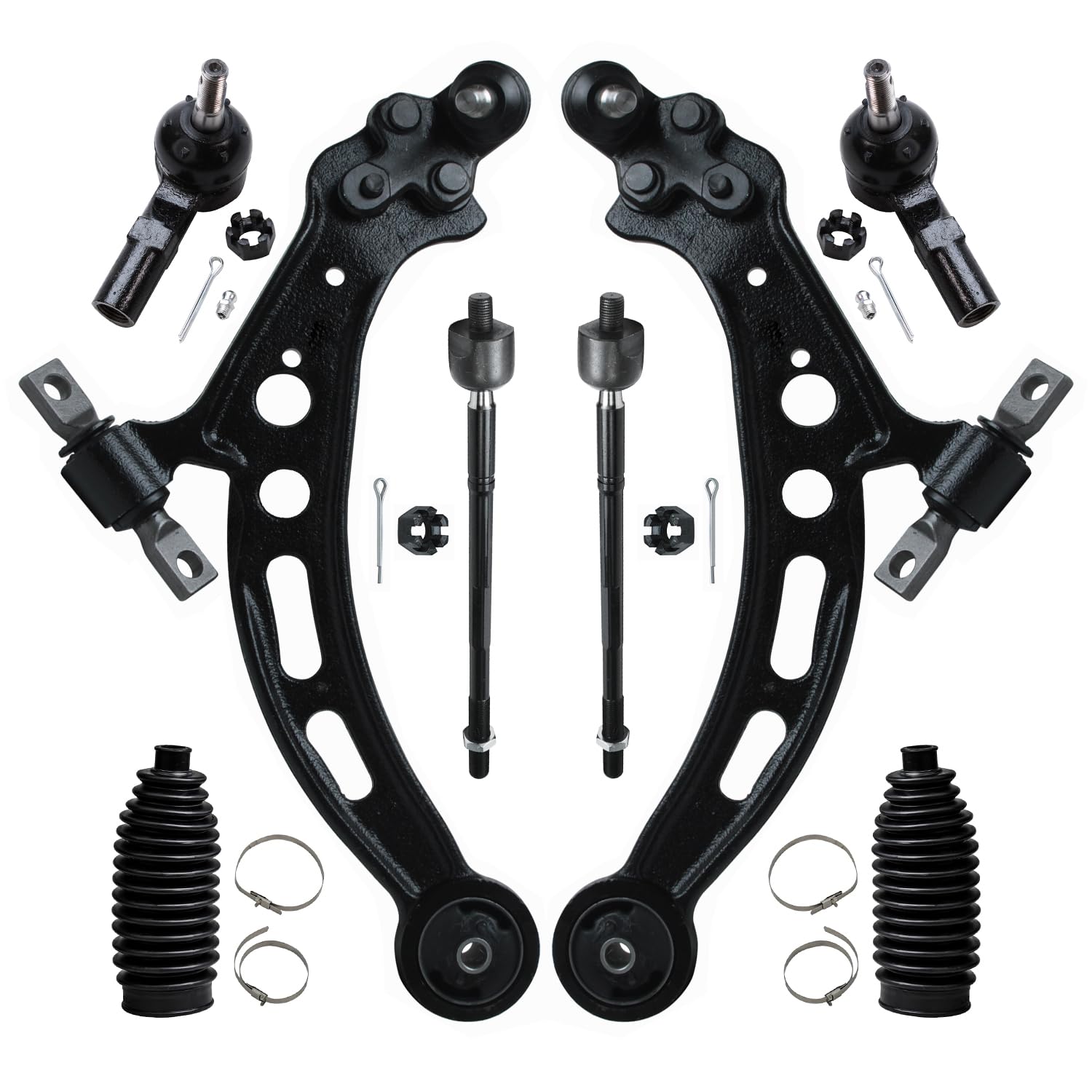 Detroit Axle Front Lower Control Arms + Inner Outer Tie Rods w/ Boots