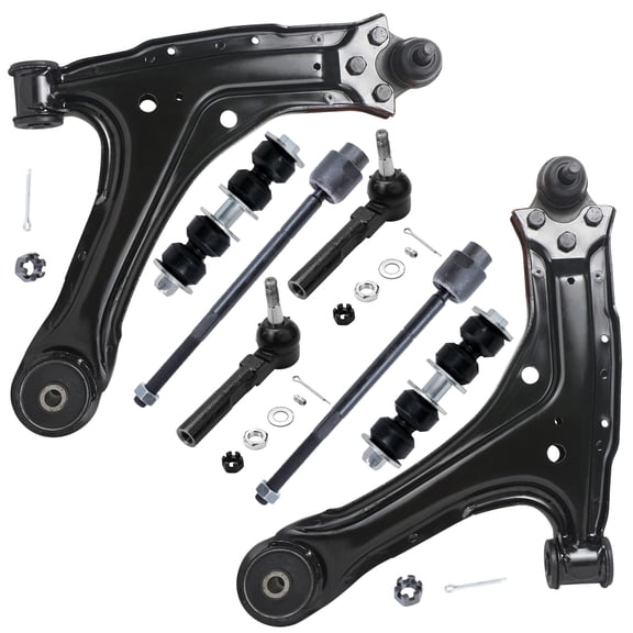 Detroit Axle - Front Lower Control Arms Kit for 1997-2003 Chevy Malibu, 1999-2005 Pontiac Grand Am, 2 Lower Control Arms w/Ball Joints, 4 Inner & Outer Tie Rods, 2 Sway Bar Links Replacement