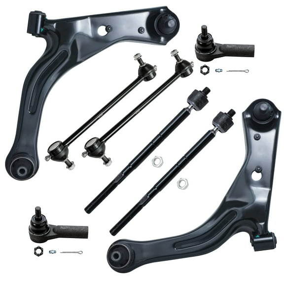 Detroit Axle - Front Lower Control Arms Replacement for 2001-2004 Ford Escape Mazda Tribute, Sway Bar, Tie Rod, 2002 2003 - 8pc Suspension End Kit
