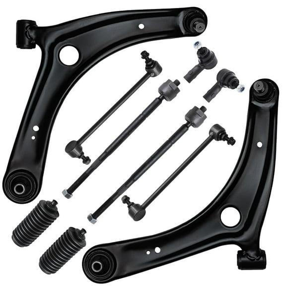 Detroit Axle - Front Lower Control Arms + Sway Bar Tie Rod Suspension Kit Replacement for Mitsubishi Lancer Outlander - 10pc Set