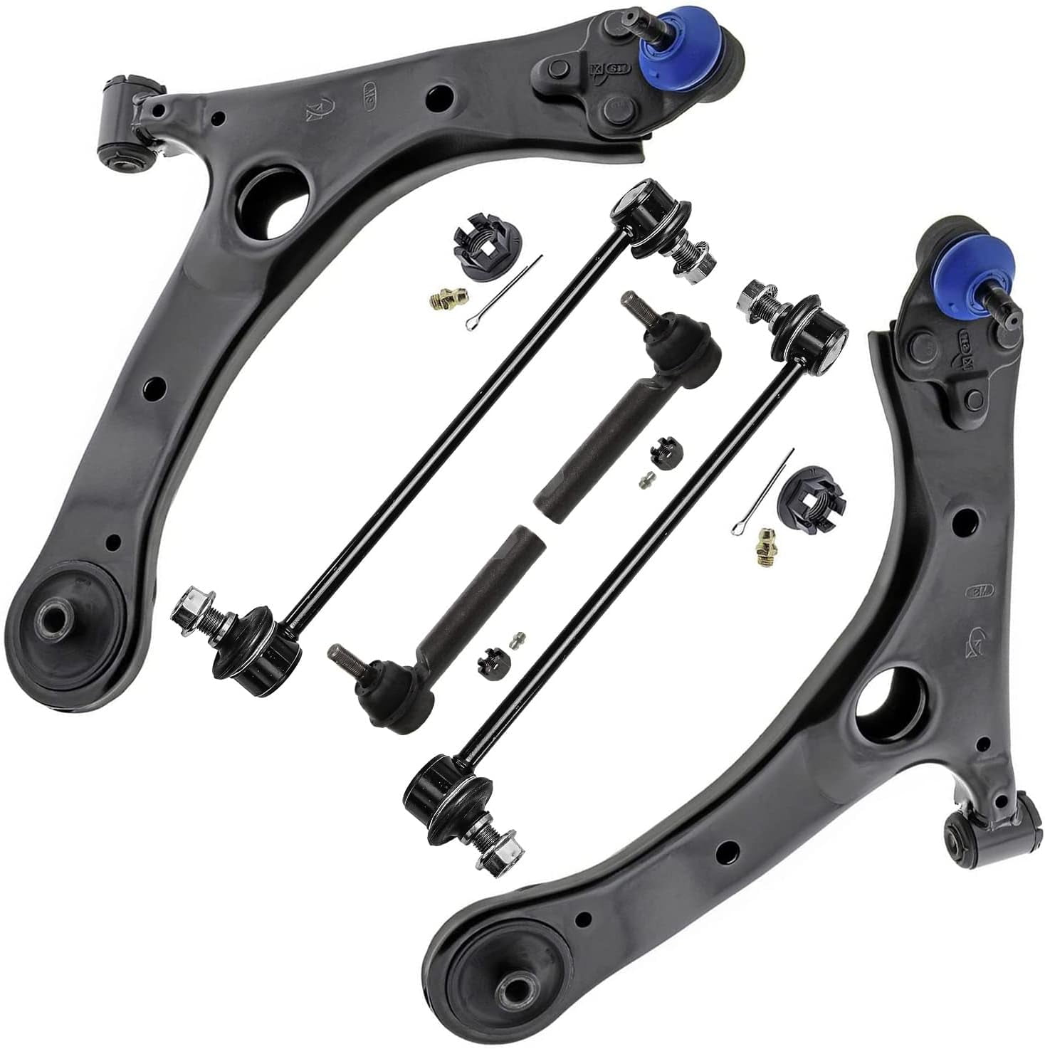 Detroit Axle - Front Lower Control Arms + Sway Bars Outer Tie Rods ...