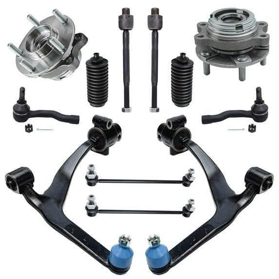 Detroit Axle - Front Lower Control Arms Sway Bars Tie Rods Boots Wheel Hubs Replacement for 2003-2008 Infiniti FX35 FX45
