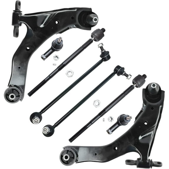 Detroit Axle - Front Lower Control Arms + Tie Rods Sway Bars Suspension Kit Replacement for 2003-2008 Hyundai Tiburon - 8pc Set