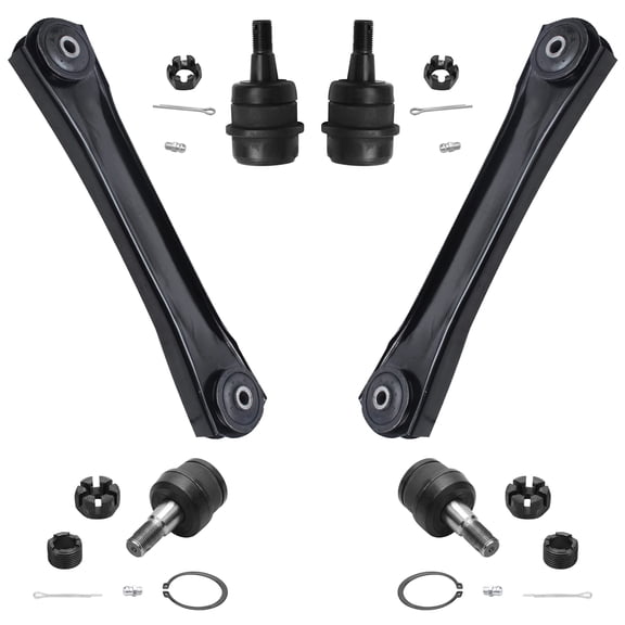 Detroit Axle - Front Lower Control Arms + Upper Lower Ball Joints Replacement for 1997-2006 Jeep Wrangler TJ - 6pc Set