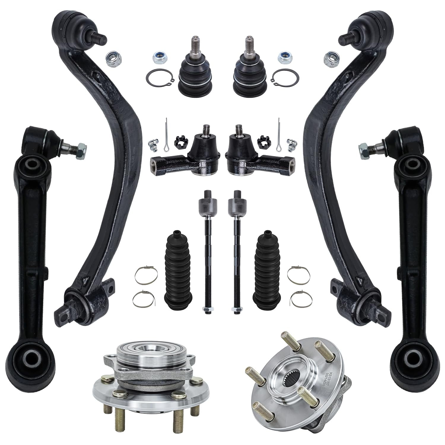 Detroit Axle Front Lower Control Arms + Wheel Hubs & Bearings + Upper