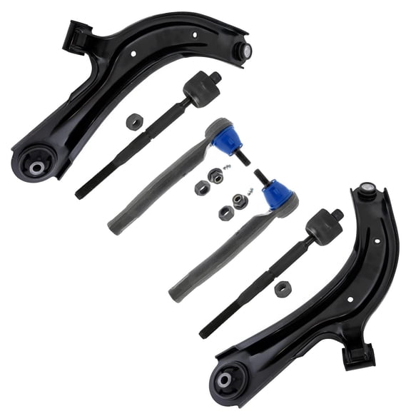Detroit Axle - 6pc Front End Control Arms Kit for 15-18 Chevrolet City Express, 13-19 Nissan Sentra, 13-20 NV200, 2 Lower Control Arms w/Ball Joint 4 Tie Rods 2013 2014 2015 2016 2017 2018 2019