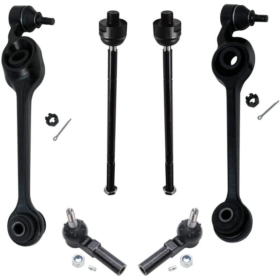 Detroit Axle - Front Lower Control Arms w/Ball Joints + Inner Outer Tie Rods Kit Replacement for 1991-2002 Saturn SC SL SW