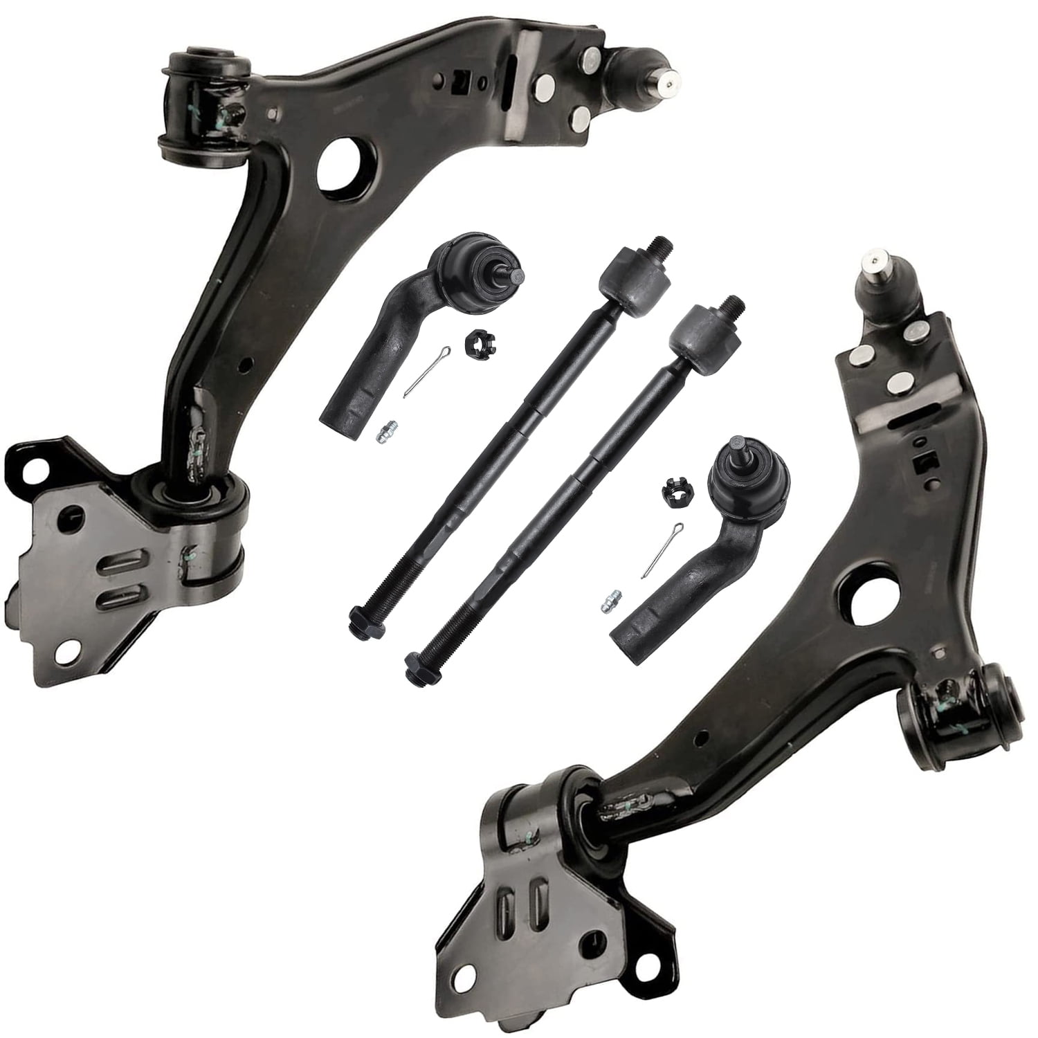 Detroit Axle - Front Lower Control Arms w/Ball Joints Inner Outer Tie Rods Replacement for 2014-2018 Ford Focus Transit Connect - 6pc Set