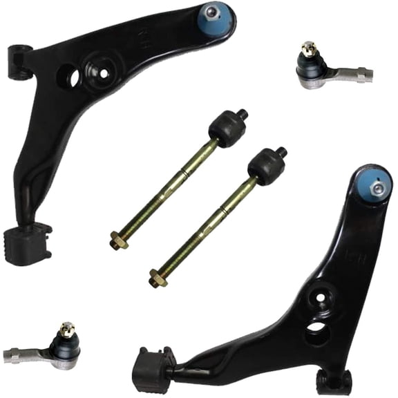 Detroit Axle - Front Lower Control Arms w/ Ball Joints + Inner Outer Tie Rods Replacement for 97-02 Mitsubishi Mirage - 6pc Set