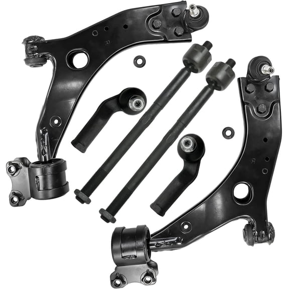 Detroit Axle - Front Lower Control Arms w/Ball Joints + Inner Outer Tie Rods Replacement for Volvo C30 C70 V50 S40 0.71 inch (18mm) Ball Joint Stud