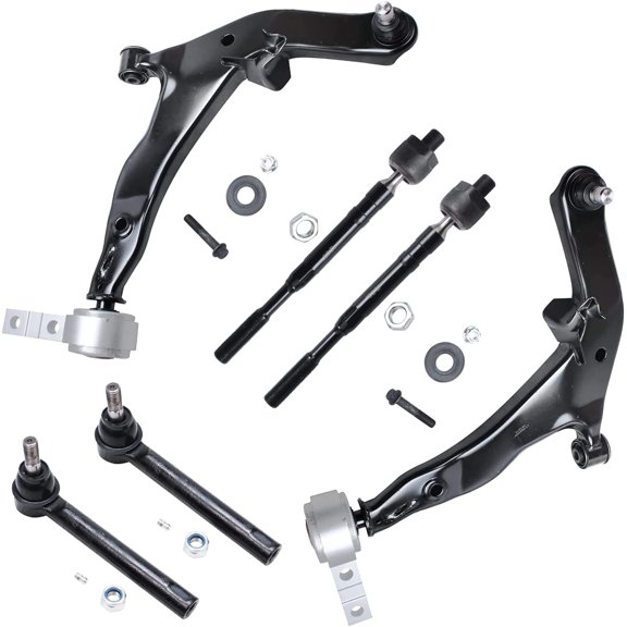 Detroit Axle - Front Lower Control Arms w/ Ball Joints + Inner Outer Tierods kit Replacement for 2003 2004 Nissan Murano - 6pc Set