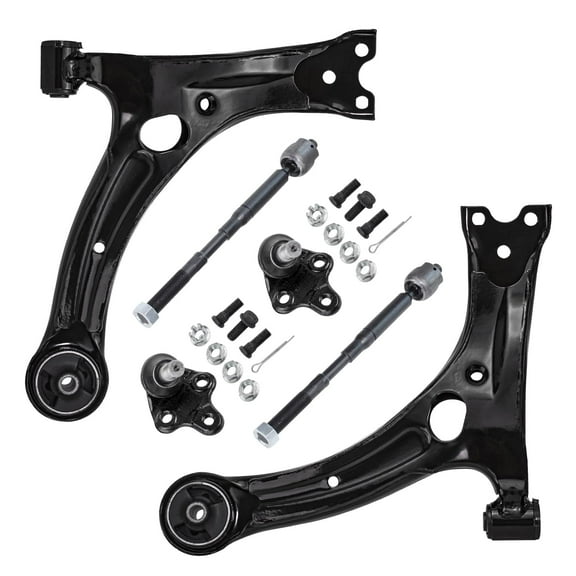 Detroit Axle - Front Lower Control Arms w/ Ball Joints + Inner Tie Rods Replacement for 2003 - 2008 Toyota Corolla - 6pc Set