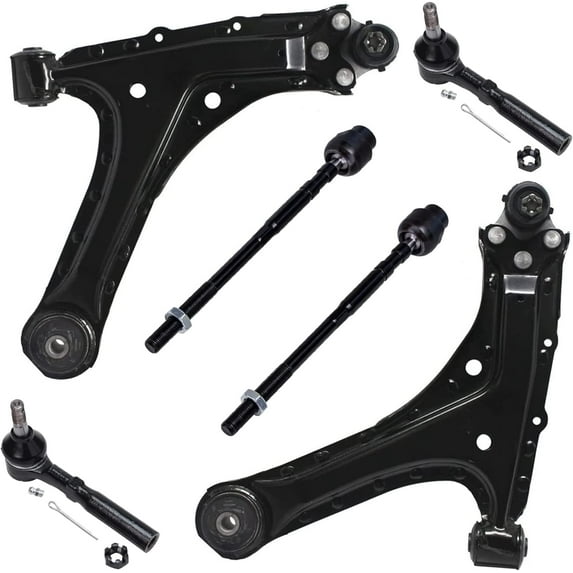 Detroit Axle - Front Lower Control Arms w/ Ball Joints Outer Inner Tie Rods Replacement for 1995-2005 Chevrolet Cavalier Sunfire - 6pc Set