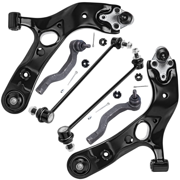 Detroit Axle - Front Lower Control Arms w/Ball Joints + Outer Tie Rod Ends + Sway Bars Replacement for Toyota RAV4 Lexus NX200t NX300 NX300h - 6pc Set