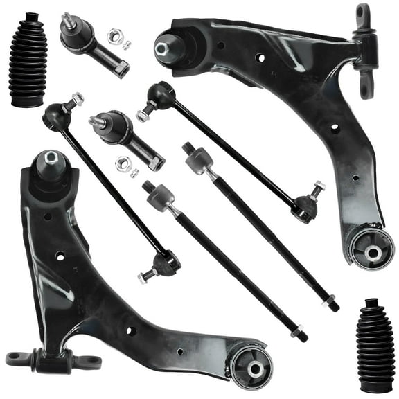 Detroit Axle - Front Lower Control Arms w/Ball Joints Sway Bar Links Inner Outer Tie Rods Boots Replacement for 2005-2009 Kia Spectra Spectra5