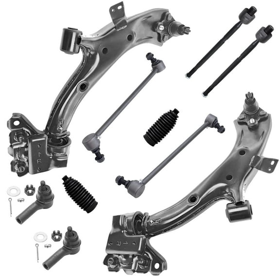 Detroit Axle - Front Lower Control Arms w/Ball Joints Sway Bar Links Inner Outer Tie Rods Boots Replacement for 2007-2011 Honda CR-V - 10pc Set