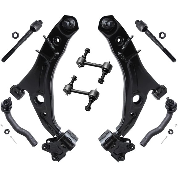 Detroit Axle - Front Lower Control Arms w/Ball Joints Sway Bar Links Tie Rods Replacement for 2007-2014 Ford Edge Lincoln MKX - 8pc Set
