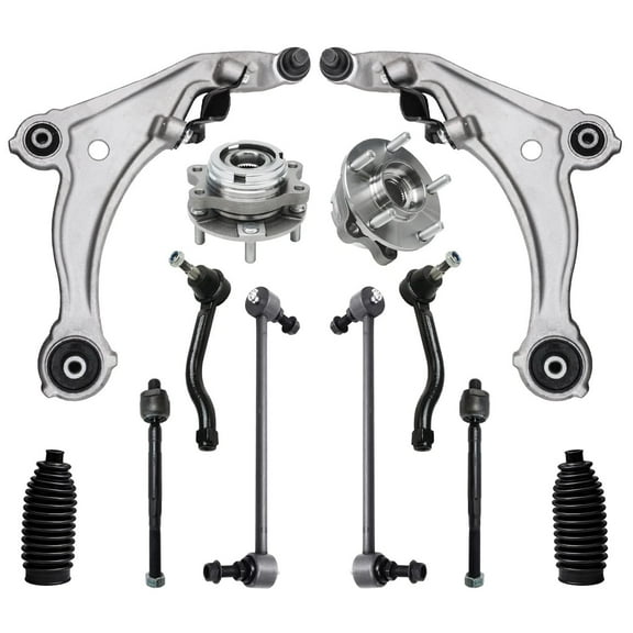 Detroit Axle - Front Lower Control Arms w/Ball Joints Sway Bars Inner Outer Tie Rods w/Boots & Wheel Hub Bearing Assembly for 2009-2014 Nissan Maxima